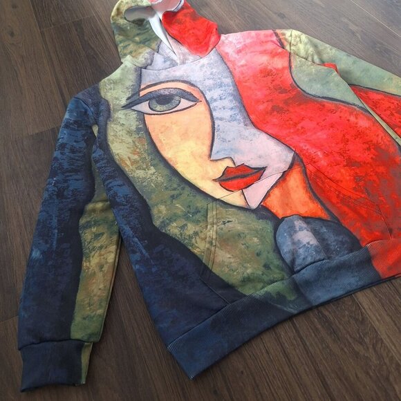 💙 Abstract Hoodie Colorful Medium Thickness Size L - Picture 4 of 7